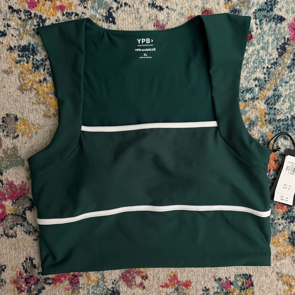 Abercrombie NWT YPB Women XL Top Sculpt Lux Green Crop Fitness Casual Workout